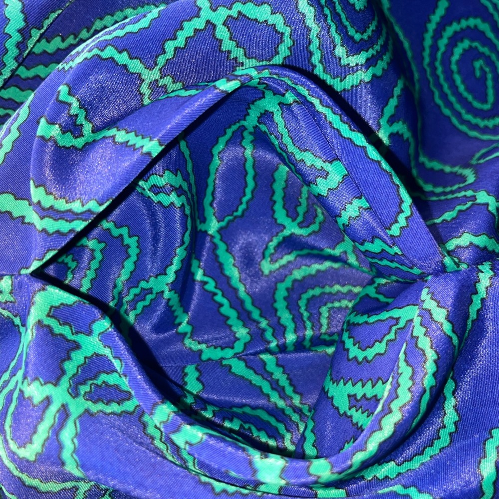 Doncaster‎ Vintage Blue Green Swirl Print Button Front Midi Skirt Womens Size 12 - Picture 9 of 10
